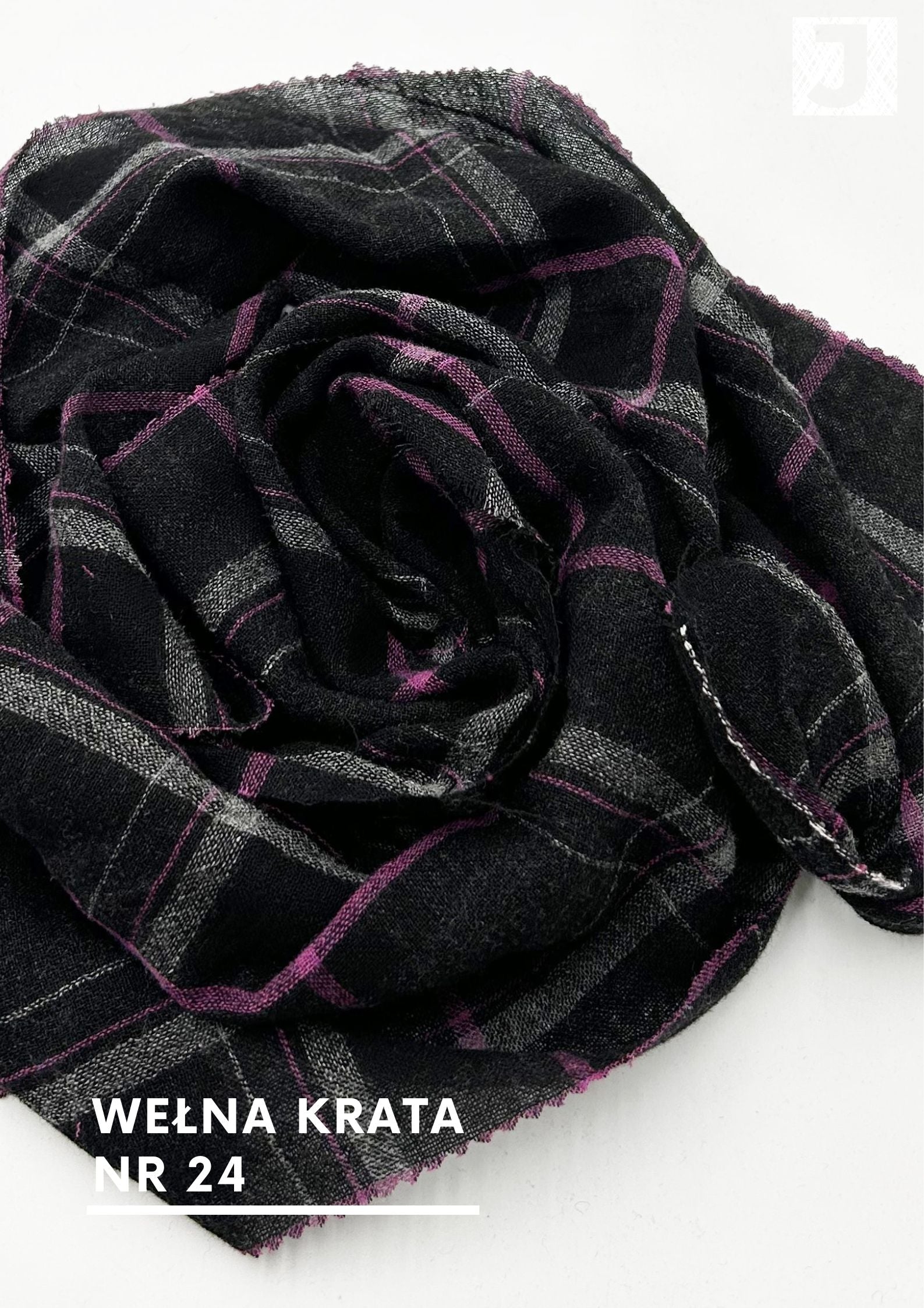 Koszulowa tkanina wiskoza z wełną krata, nr 24
